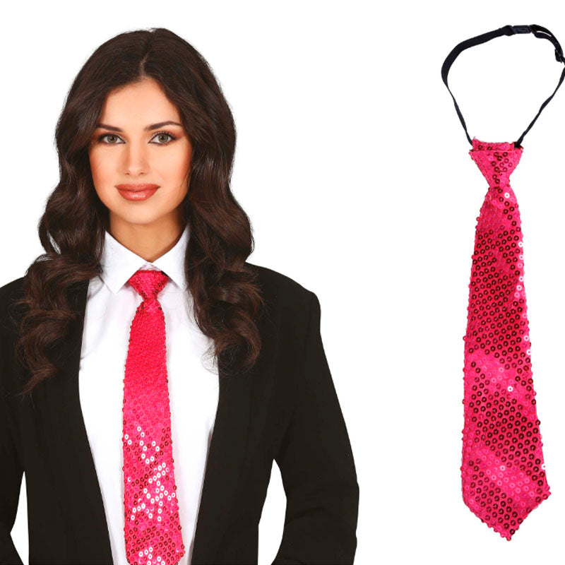 Corbata de lentejuelas fucsia