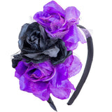 Diadema Catrina con rosas negras y moradas Packaging