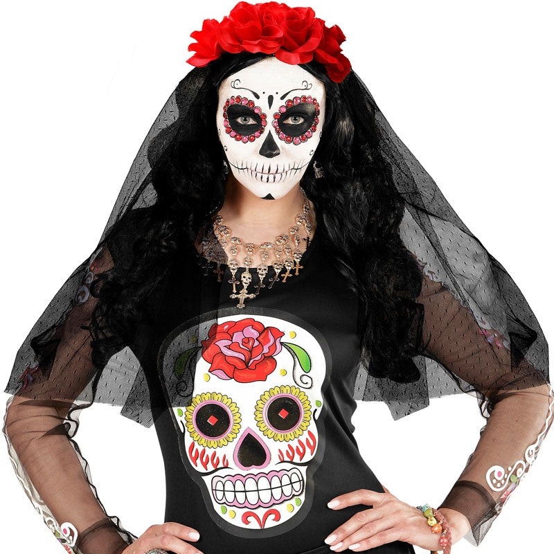 Diadema Día de los Muertos con velo