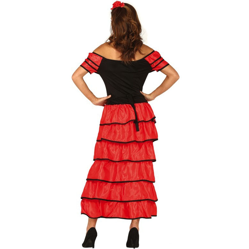 Disfraz de Flamenca Roja para mujer espalda