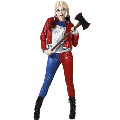 Disfraz de Harley Quinn Azul y Rojo para mujer