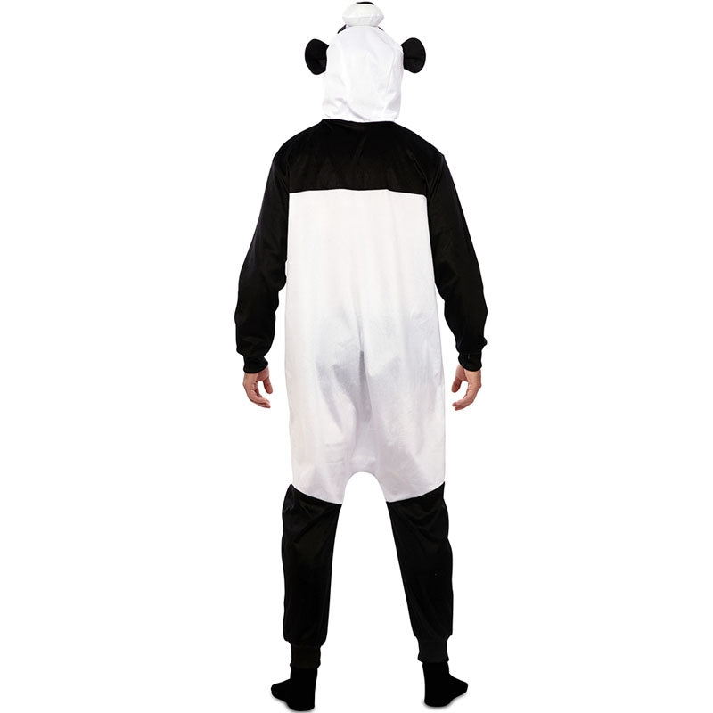 Disfraz de Oso Panda blanco y negro kigurumi adulto unisex Espalda