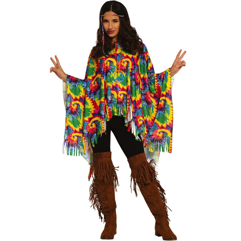 Disfraz de Poncho Hippie para mujer