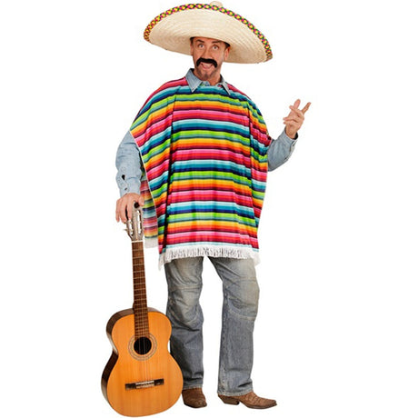 Disfraz de Poncho multicolor de mexicano para hombre