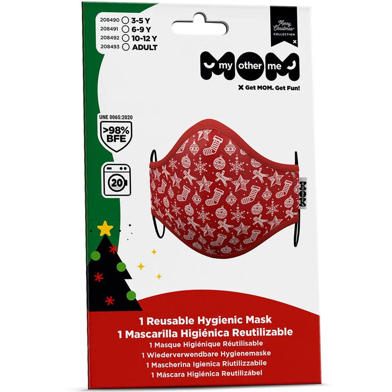 Mascarilla de Navidad Roja para adulto packaging