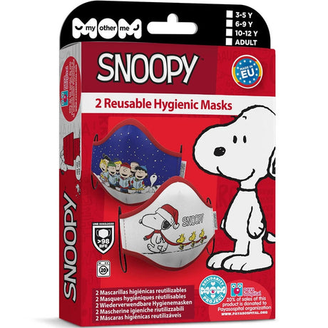 Mascarilla infantil de Snoopy Navidad packaging